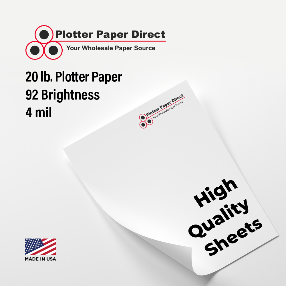 17'' W x 22'' H  - 20# Plotter Paper  (250 Sheets)
